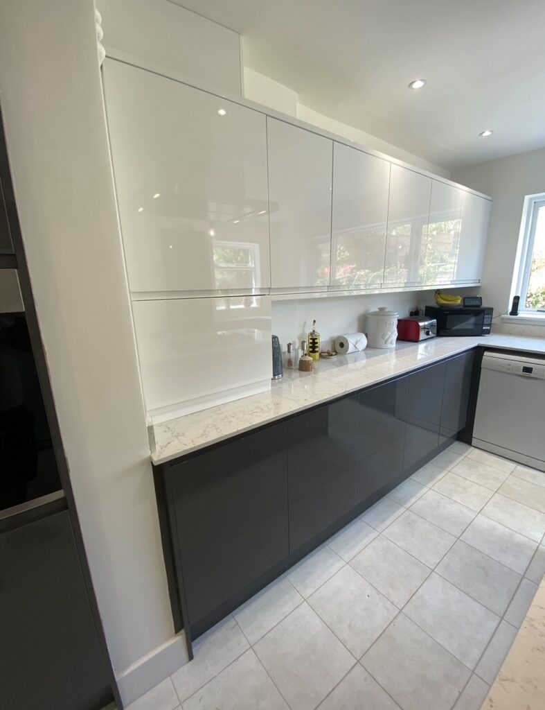 stylish kitchen storage space with a fresh, modern sideboard structure from Dymchurch Improvements.