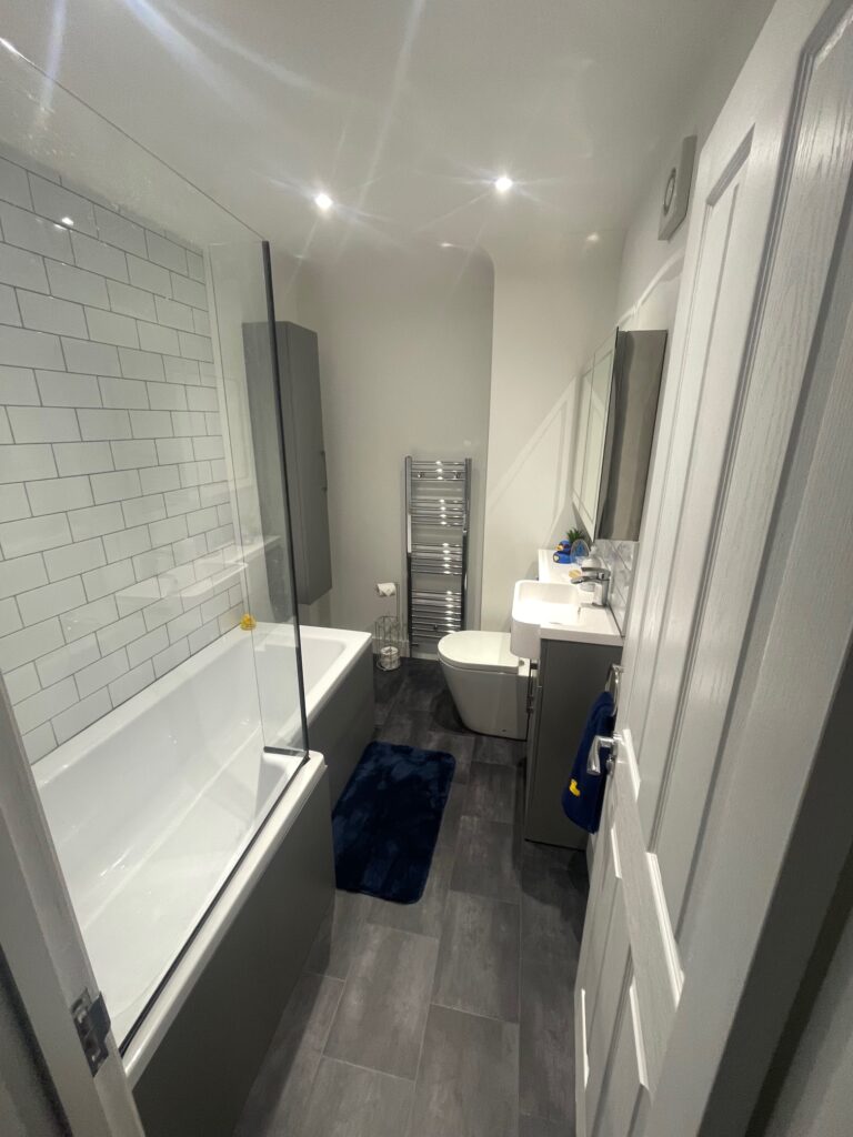 The finished bathroom from this Folkestone house renovation by Dymchurch Improvements
