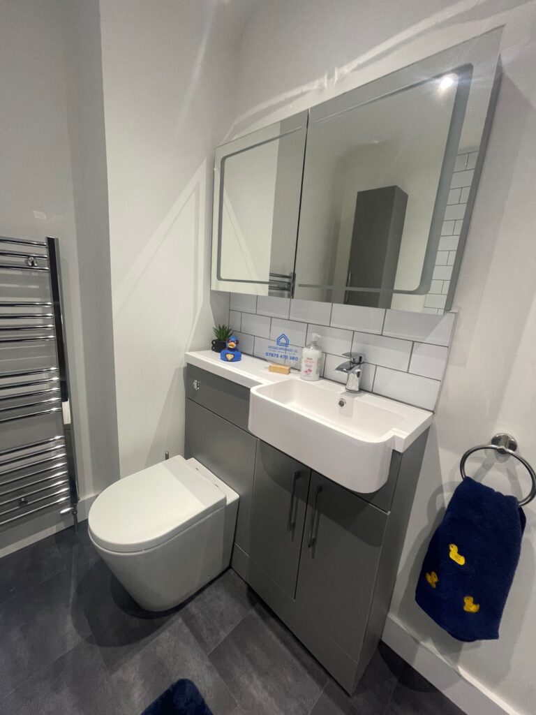 A finished bathroom as part of The Folkestone house refurbishment.