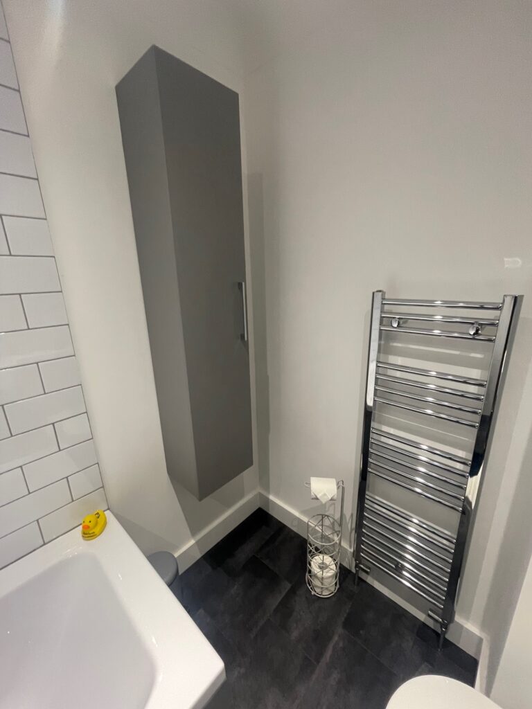 Brand new fitted heated towel rail as part of this Folkestone re-design project from Dymchurch Improvements.