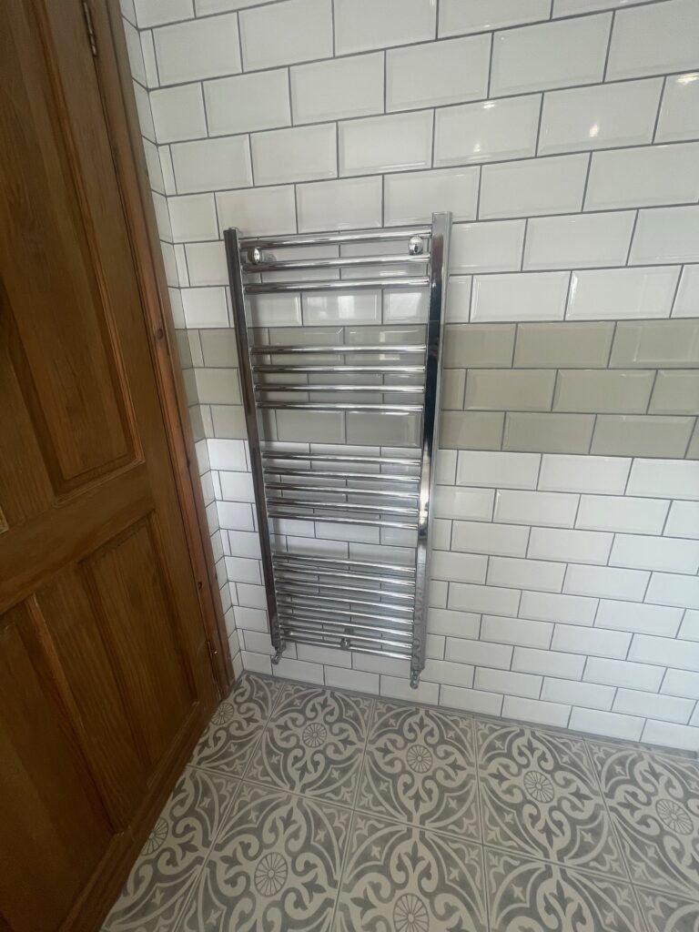 A brand new towel rail fitted as part of our Burmarsh en-suite project from Dymchurch Improvements