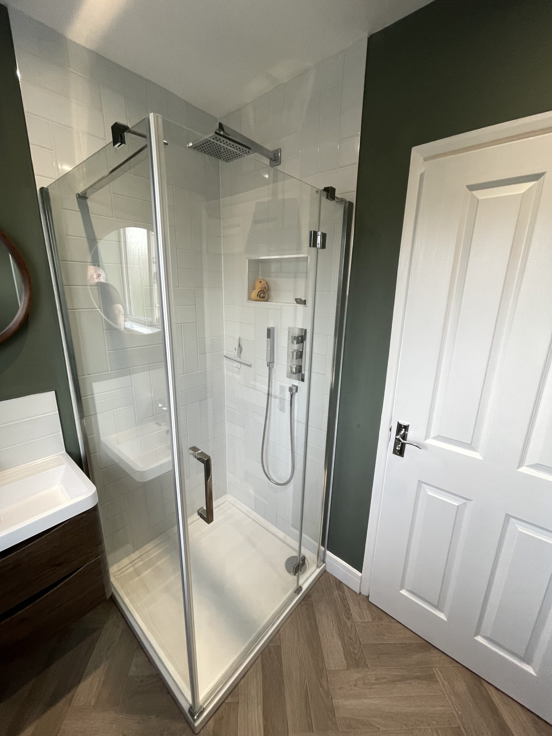 A brand new fitted shower for this bathroom renovation by Dymchurch Improvements.